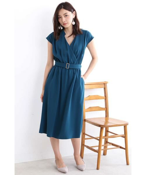 ベルト付き♪ とろみカシュクールワンピース M ナチュラルビューティーベーシック ベルト付き♪ とろみカシュクールワンピース M ナチュラル