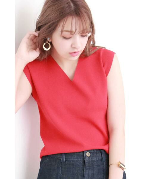 ＊＊N.Natural Beauty Basic / エヌ ナチュラルビューティーベーシック ニット・セーター | 総針ノースリーブニット（レッド）