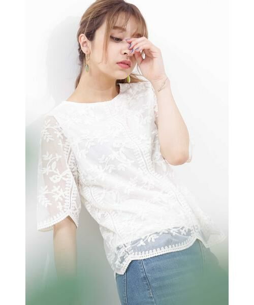 ＊＊N.Natural Beauty Basic / エヌ ナチュラルビューティーベーシック シャツ・ブラウス | ヴィンテージレース半袖ブラウス（オフ）