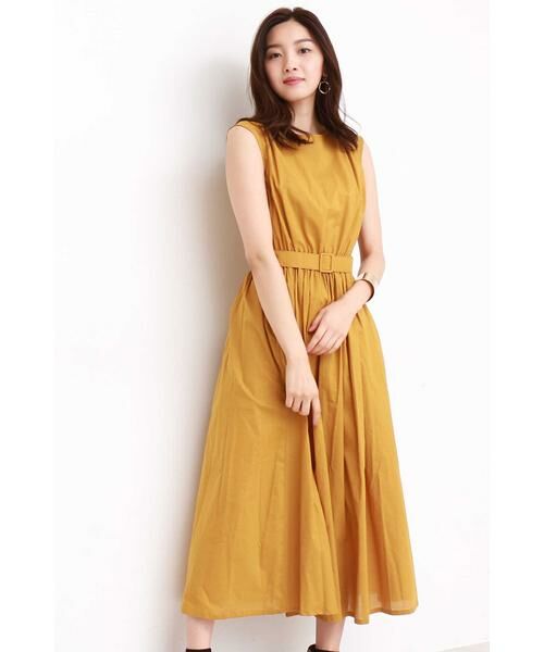 ＊＊N.Natural Beauty Basic / エヌ ナチュラルビューティーベーシック ワンピース | ベルト付リラックスマキシワンピース（マスタード）