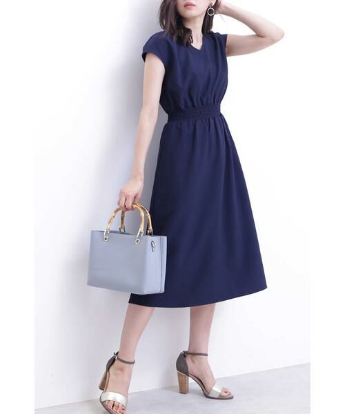 ＊＊N.Natural Beauty Basic / エヌ ナチュラルビューティーベーシック ワンピース | ◆ウエストシャーリングワンピース（ネイビー）