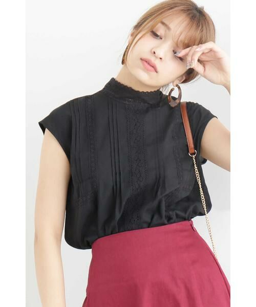 ＊＊N.Natural Beauty Basic / エヌ ナチュラルビューティーベーシック シャツ・ブラウス | ハイネックレースブラウス（ブラック）