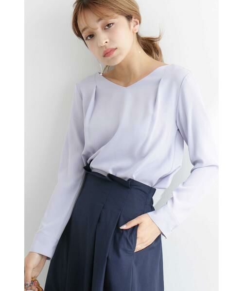 ＊＊N.Natural Beauty Basic / エヌ ナチュラルビューティーベーシック シャツ・ブラウス | タックドレープＶネックブラウス（パープル）