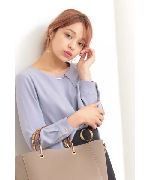 ＊＊N.Natural Beauty Basic / エヌ ナチュラルビューティーベーシック シャツ・ブラウス | パーツ付とろみ長袖ブラウス（ブルー）