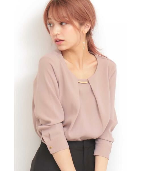 ＊＊N.Natural Beauty Basic / エヌ ナチュラルビューティーベーシック シャツ・ブラウス | パーツ付とろみ長袖ブラウス（モカブラウン）