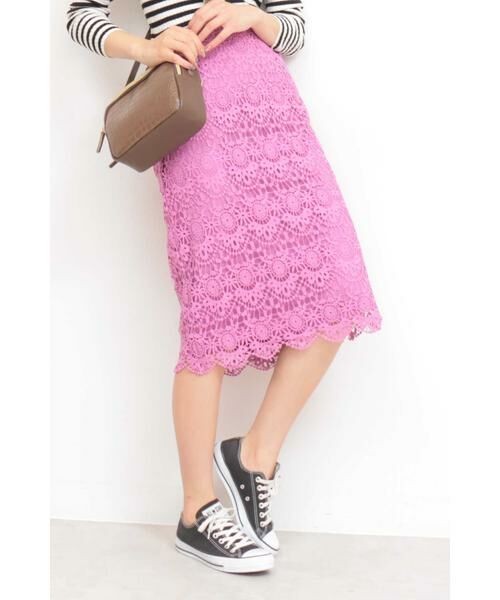 ＊＊N.Natural Beauty Basic / エヌ ナチュラルビューティーベーシック スカート | ケミカルスカラップレーススカート（ピンク）