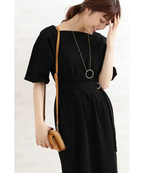 ＊＊N.Natural Beauty Basic / エヌ ナチュラルビューティーベーシック ワンピース | ベルト付ボートネックＴシャツワンピース | 詳細5