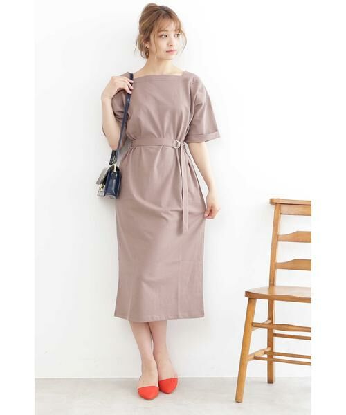 ＊＊N.Natural Beauty Basic / エヌ ナチュラルビューティーベーシック ワンピース | ベルト付ボートネックＴシャツワンピース | 詳細9