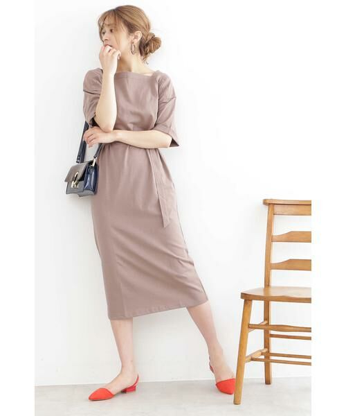 ＊＊N.Natural Beauty Basic / エヌ ナチュラルビューティーベーシック ワンピース | ベルト付ボートネックＴシャツワンピース | 詳細10