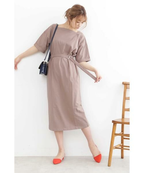 ＊＊N.Natural Beauty Basic / エヌ ナチュラルビューティーベーシック ワンピース | ベルト付ボートネックＴシャツワンピース | 詳細11