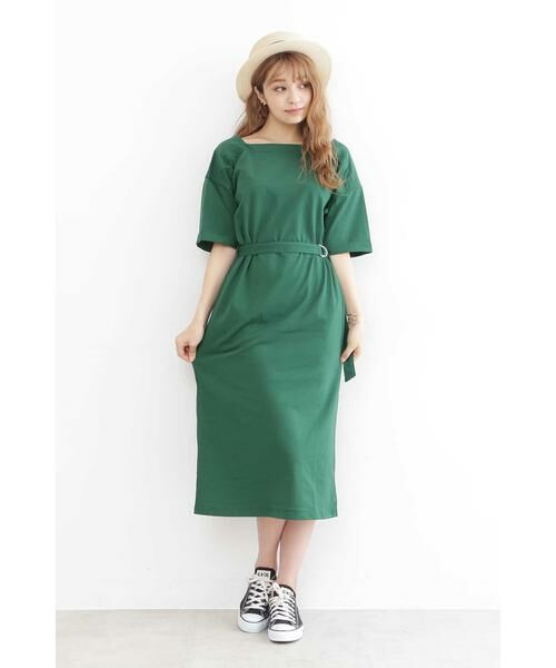 ＊＊N.Natural Beauty Basic / エヌ ナチュラルビューティーベーシック ワンピース | ベルト付ボートネックＴシャツワンピース | 詳細25