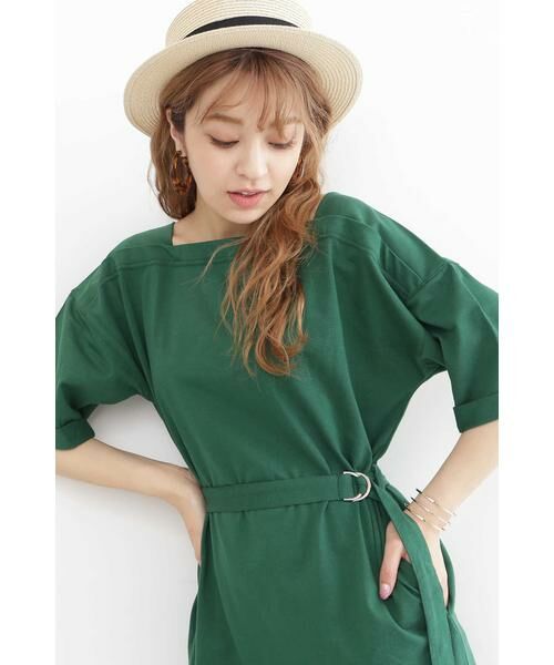 ＊＊N.Natural Beauty Basic / エヌ ナチュラルビューティーベーシック ワンピース | ベルト付ボートネックＴシャツワンピース | 詳細26