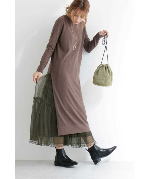 ＊＊N.Natural Beauty Basic / エヌ ナチュラルビューティーベーシック ワンピース | スリットニットワンピース | 詳細7