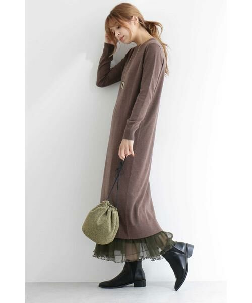 ＊＊N.Natural Beauty Basic / エヌ ナチュラルビューティーベーシック ワンピース | スリットニットワンピース | 詳細8