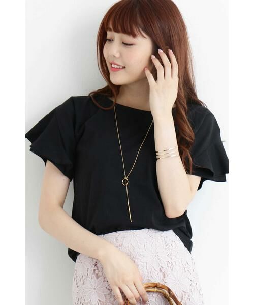 ＊＊N.Natural Beauty Basic / エヌ ナチュラルビューティーベーシック カットソー | デザインスリーブTシャツ（ブラック）