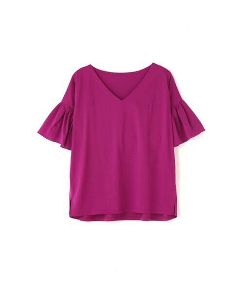 ＊＊N.Natural Beauty Basic / エヌ ナチュラルビューティーベーシック カットソー | シルケットコットンフレアスリーブカットソー（ベリーピンク）