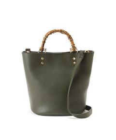 ファー巾着2Wayバンブーショルダーバッグ
