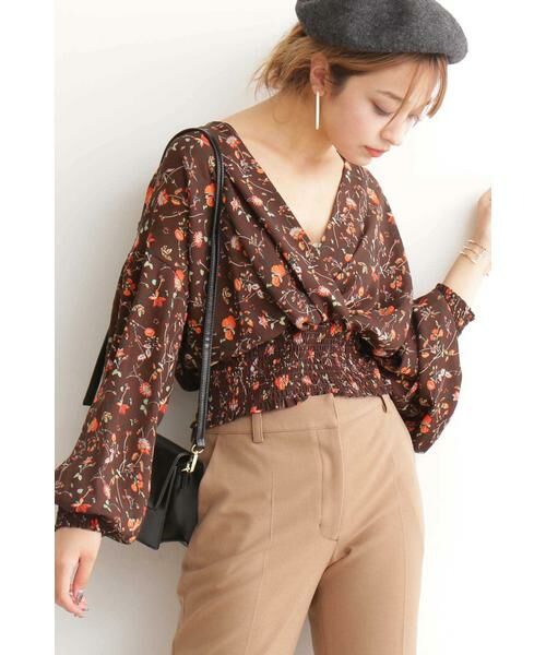 ＊＊N.Natural Beauty Basic / エヌ ナチュラルビューティーベーシック シャツ・ブラウス | ヴィンテージフラワーカシュクールブラウス（ブラウン1）