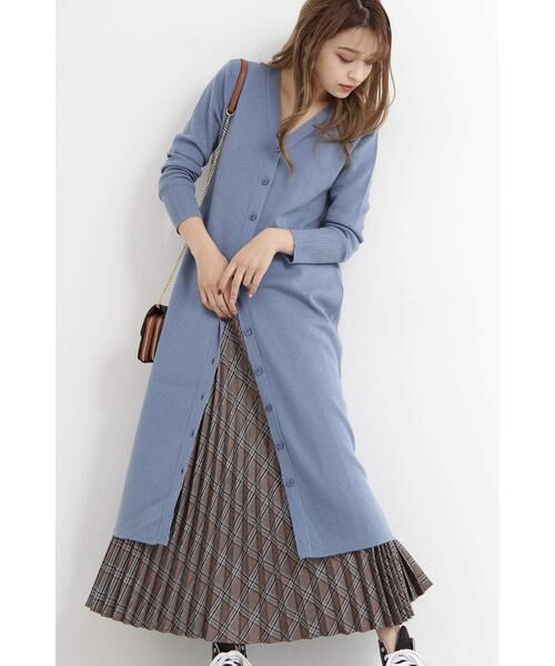 ＊＊N.Natural Beauty Basic / エヌ ナチュラルビューティーベーシック ワンピース | 2Wayミモレレングスニットワンピース（ブルー）