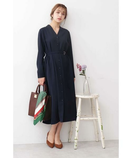 ＊＊N.Natural Beauty Basic / エヌ ナチュラルビューティーベーシック ワンピース | Aラインミモレタイトベルトワンピース | 詳細2