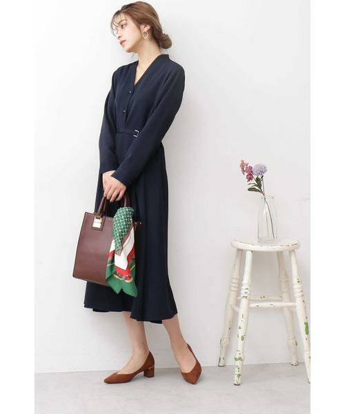 ＊＊N.Natural Beauty Basic / エヌ ナチュラルビューティーベーシック ワンピース | Aラインミモレタイトベルトワンピース | 詳細3