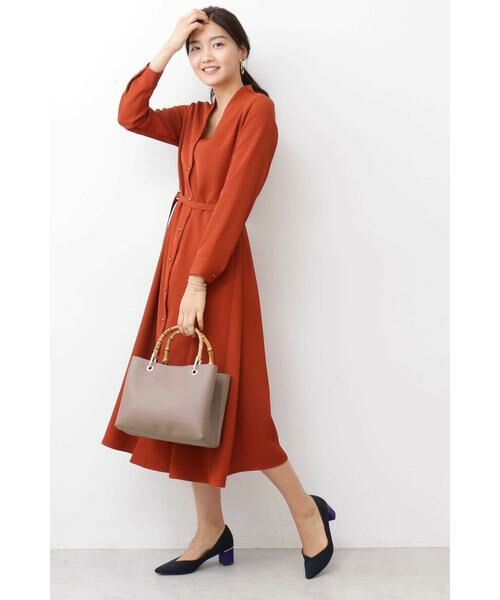 ＊＊N.Natural Beauty Basic / エヌ ナチュラルビューティーベーシック ワンピース | Aラインミモレタイトベルトワンピース | 詳細9