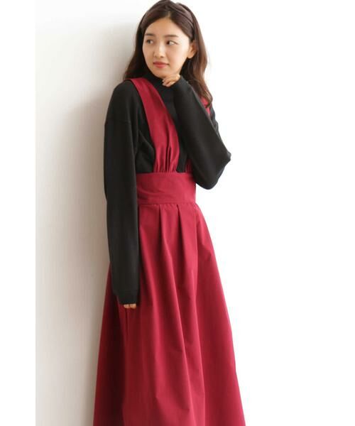 ＊＊N.Natural Beauty Basic / エヌ ナチュラルビューティーベーシック ワンピース | マキシジャンパースカート（レッド）