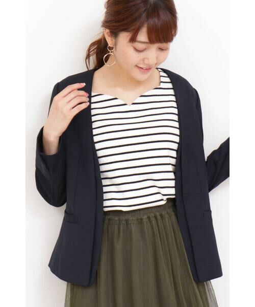 ＊＊N.Natural Beauty Basic / エヌ ナチュラルビューティーベーシック テーラードジャケット | ダブル前立てジャケット（ネイビー）