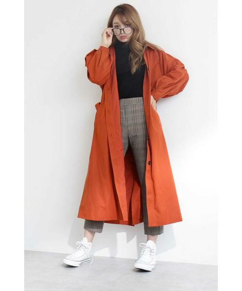 ＊＊N.Natural Beauty Basic / エヌ ナチュラルビューティーベーシック アウター | ギャザーフォルムステンカラーコート（オレンジ）