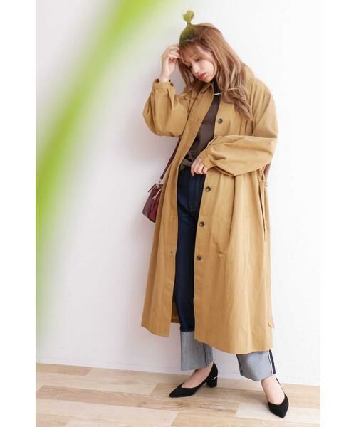 ＊＊N.Natural Beauty Basic / エヌ ナチュラルビューティーベーシック アウター | ギャザーフォルムステンカラーコート（ベージュ）