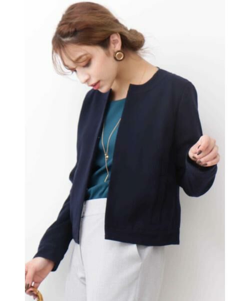 ＊＊N.Natural Beauty Basic / エヌ ナチュラルビューティーベーシック ブルゾン | ポリオリピーチノーカラーブルゾン（ネイビー）