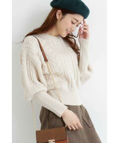 ケーブルマトンスリーブニット