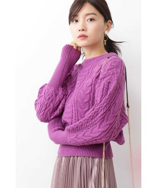 ＊＊N.Natural Beauty Basic / エヌ ナチュラルビューティーベーシック ニット・セーター | ケーブルマトンスリーブニット（ピンク）