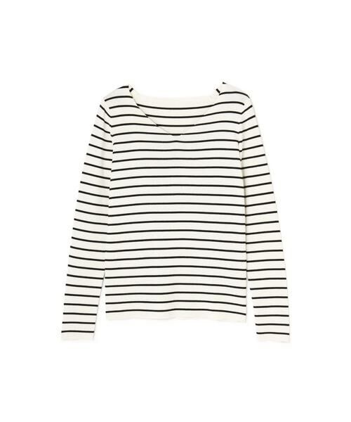 ＊＊N.Natural Beauty Basic / エヌ ナチュラルビューティーベーシック ニット・セーター | 総針ニット（ホワイト×ブラック1）