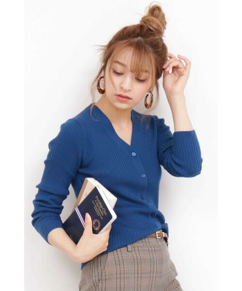 ＊＊N.Natural Beauty Basic / エヌ ナチュラルビューティーベーシック カーディガン・ボレロ | ウールカシミヤベーシックニットカーディガン（ブルー）