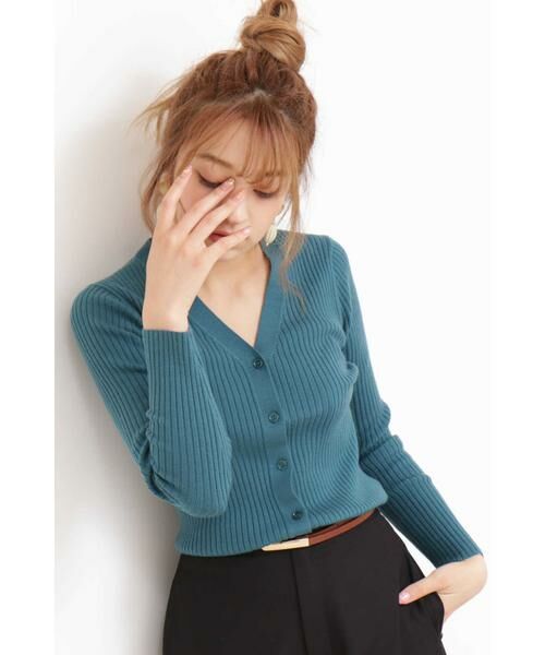 ＊＊N.Natural Beauty Basic / エヌ ナチュラルビューティーベーシック カーディガン・ボレロ | ウールカシミヤベーシックニットカーディガン（グリーン）