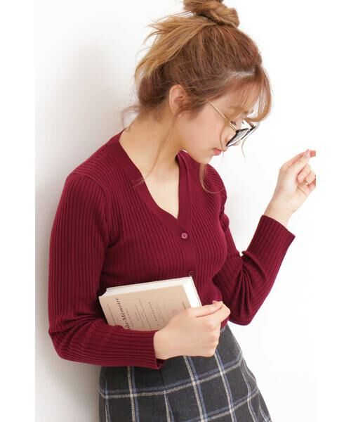 ＊＊N.Natural Beauty Basic / エヌ ナチュラルビューティーベーシック カーディガン・ボレロ | ウールカシミヤベーシックニットカーディガン（ボルドー）