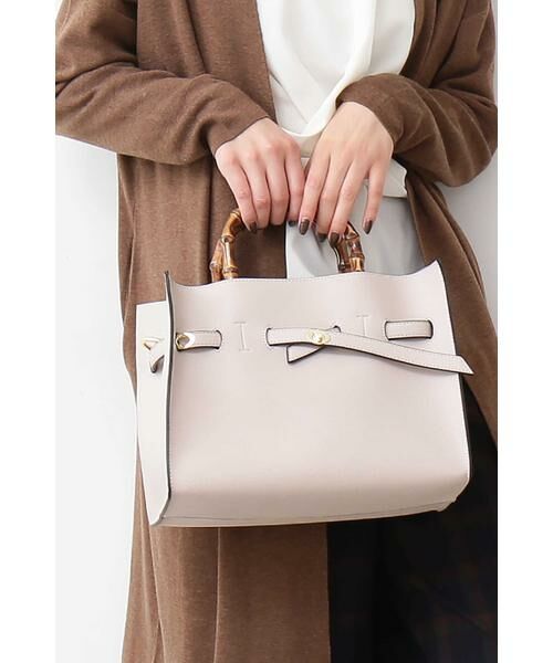 ＊＊N.Natural Beauty Basic / エヌ ナチュラルビューティーベーシック トートバッグ | ヒネリバックルバンブーハンドルトートバッグ（グレー）