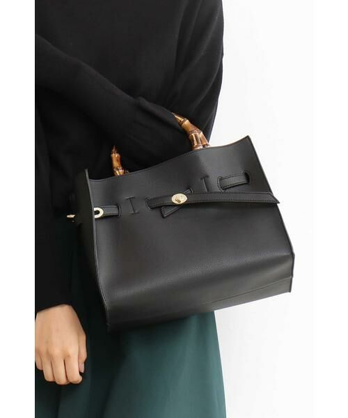 ＊＊N.Natural Beauty Basic / エヌ ナチュラルビューティーベーシック トートバッグ | ヒネリバックルバンブーハンドルトートバッグ（ブラック）