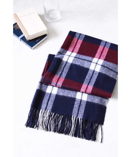 ＊＊N.Natural Beauty Basic / エヌ ナチュラルビューティーベーシック マフラー・ショール・スヌード・ストール | ウールチェックストール（ネイビー×パープル2）