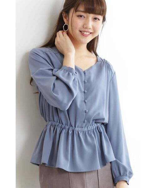 ＊＊N.Natural Beauty Basic / エヌ ナチュラルビューティーベーシック シャツ・ブラウス | ベースネックブラウス（ブルー）