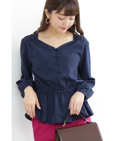 ＊＊N.Natural Beauty Basic / エヌ ナチュラルビューティーベーシック シャツ・ブラウス | ベースネックブラウス（ネイビー）