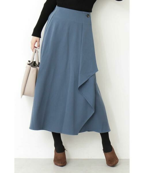 ＊＊N.Natural Beauty Basic / エヌ ナチュラルビューティーベーシック スカート | ラップフリルミモレスカート（ブルー）