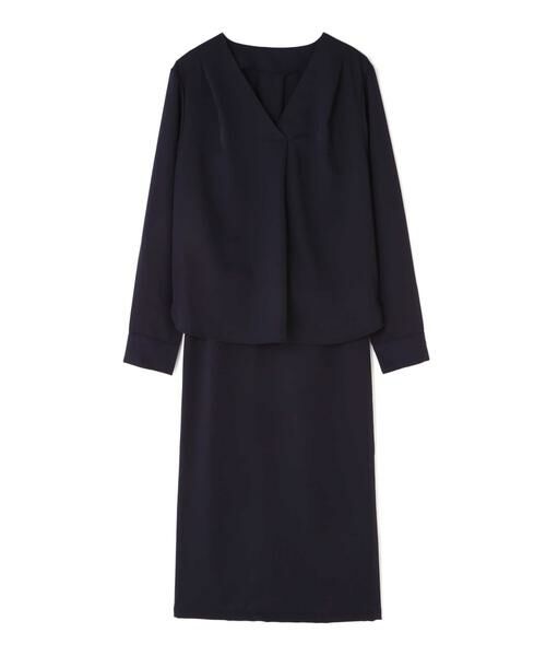 **N.Natural Beauty Basic / エヌ ナチュラルビューティーベーシック ワンピース | ダブルクロスセットアップワンピース(ネイビー)