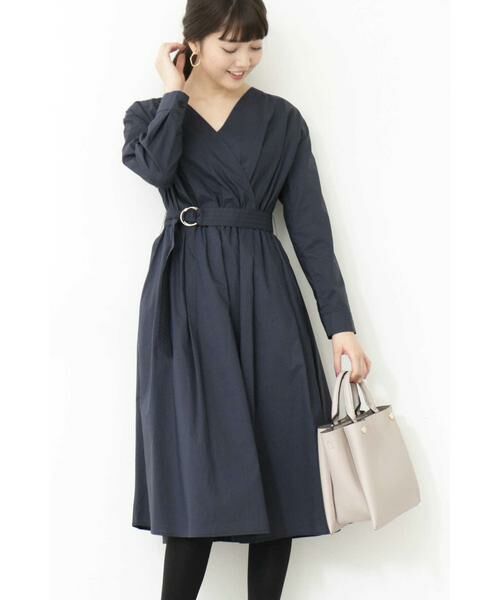 ＊＊N.Natural Beauty Basic / エヌ ナチュラルビューティーベーシック ワンピース | タイプライターカシュクールワンピース（ネイビー）