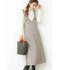 チェックサスペンダーワンピース