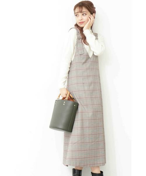 ＊＊N.Natural Beauty Basic / エヌ ナチュラルビューティーベーシック ワンピース | チェックサスペンダーワンピース | 詳細4