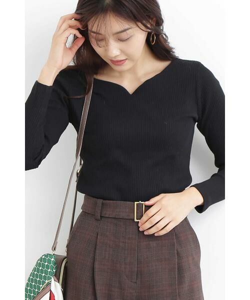 ＊＊N.Natural Beauty Basic / エヌ ナチュラルビューティーベーシック カットソー | キーネックテレコカットソー（ブラック）