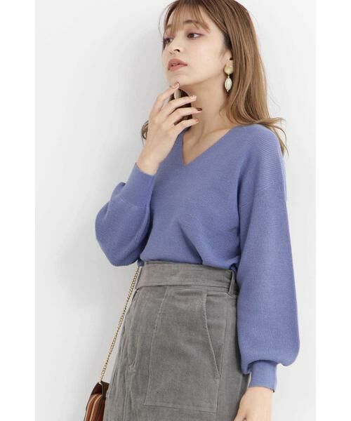 ＊＊N.Natural Beauty Basic / エヌ ナチュラルビューティーベーシック ニット・セーター | ウールベーシックⅡVネックニット（ブルー）