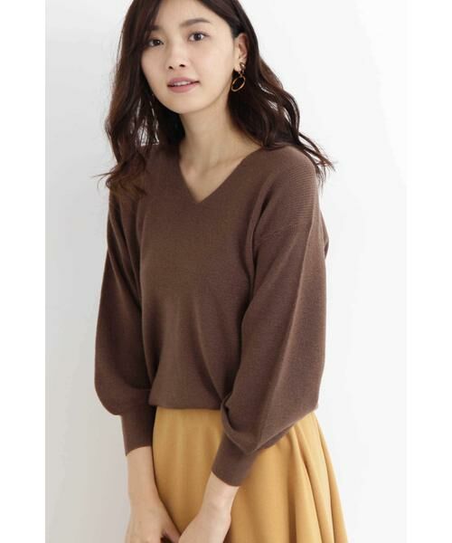 ＊＊N.Natural Beauty Basic / エヌ ナチュラルビューティーベーシック ニット・セーター | ウールベーシックⅡVネックニット（ブラウン）